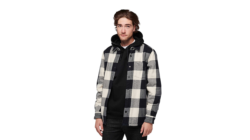 Black Diamond Project Lined Flannel - Mens, Black/Off White Plaid, Medium, AP7440659511MED1