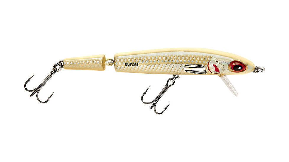Bomber Jointed Wake Minnow, 5-3/8in, 3/4oz, Bone Flash, BJWM5455