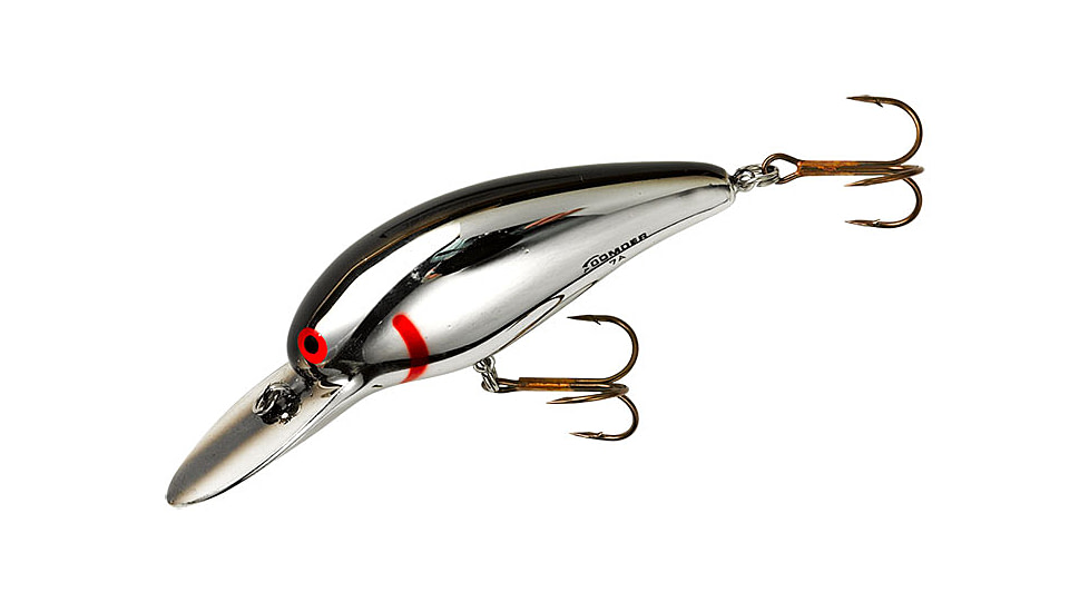 Bomber Model 7A Crankbait, 2 5/8in, 1/2oz, Chrome/Black Back, B07AMB