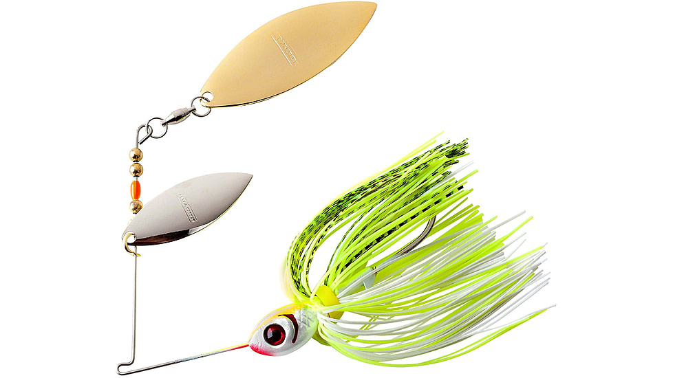 Booyah Double Willow Spinnerbait, 1/2oz, Chart White Shad, BYBW12646