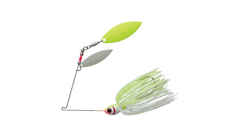 Booyah Glow Blade Willow Spinnerbait, 3/8oz, Ch Pearl Wht/Wht Cht, BYGBW38616