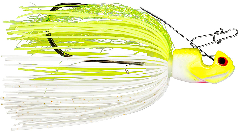 Booyah Melee Jig, 3/8 oz, 3/8 oz, 3.25 in, White Chartreuse/Silver Blad, BYMLE3873