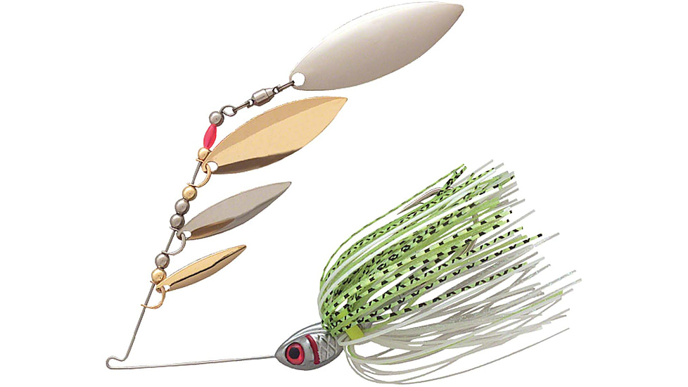 Booyah Super Shad Quad Blade Spinnerbait, 3/8oz, Chartreuse Glimmer, BYSS38613
