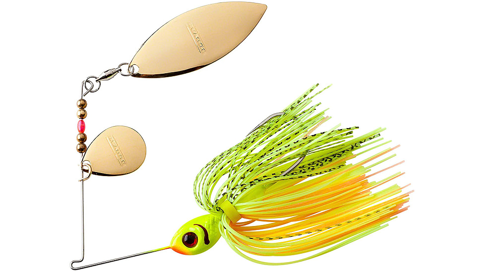 Booyah Double Willow Tandem Blade Spinnerbait, 1/4oz, Chartreuse Perch, BYBT14639