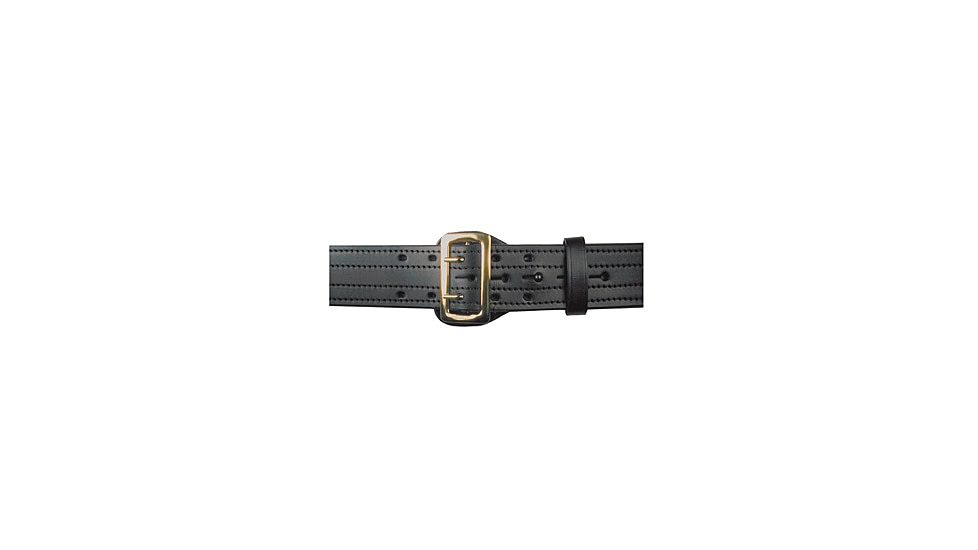Boston Leather Sam Browne Belt, Four-row Stitched, 2 1/4 Wide, Black - 6504-2-46-GLD