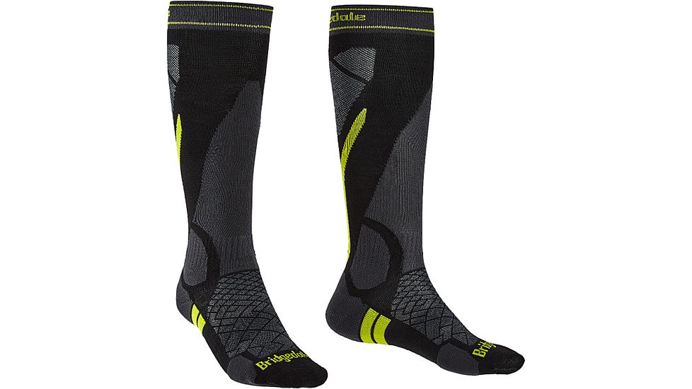 Bridgedale Ski Lightweight Socks - Mens, Black/Lime, Large, 710550-137-L