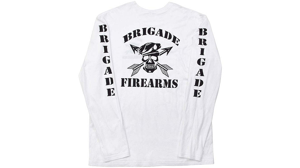 Brigade Manufacturing Garment Logo T-Shirt Long Sleeve, White, 2XL, GLS0A6I0