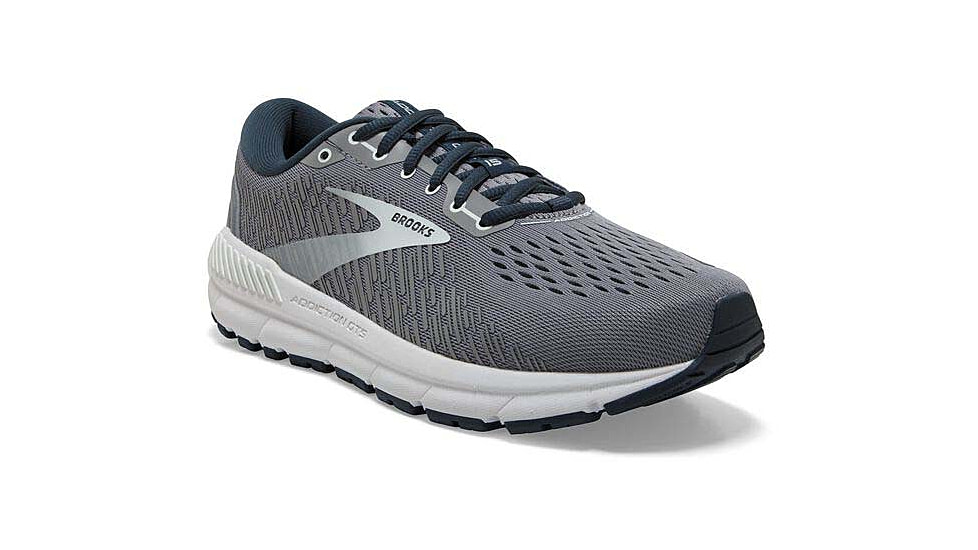 Brooks Addiction GTS 15 Running Shoes - Womens, Wide, Grey/Navy/Aqua, 8.5, 1203521D099.085