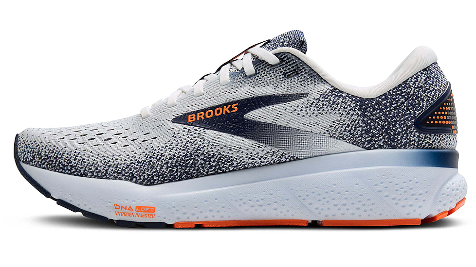 Brooks Ghost 16 Road Running Shoes - Mens, White/Peacoat/Orange, 11.5 US/Medium, 1104181D130.115