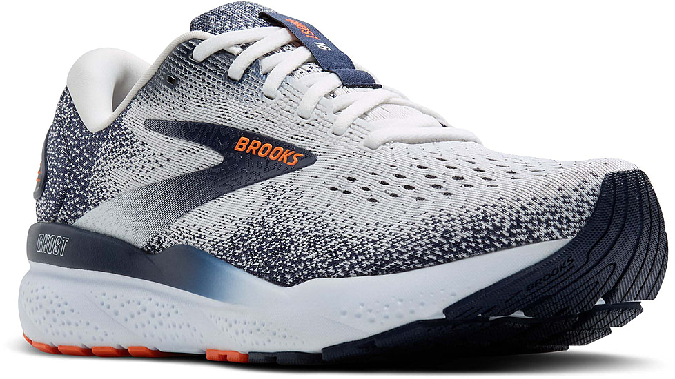 Brooks Ghost 16 Road Running Shoes - Mens, White/Peacoat/Orange, 11.5 US/Medium, 1104181D130.115