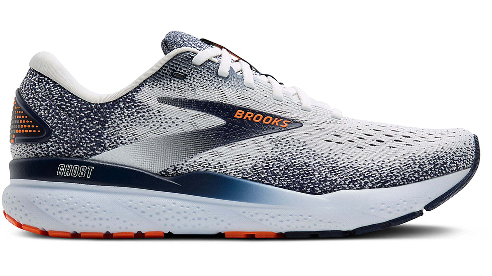 Brooks Ghost 16 Road Running Shoes - Mens, White/Peacoat/Orange, 11.5 US/Medium, 1104181D130.115