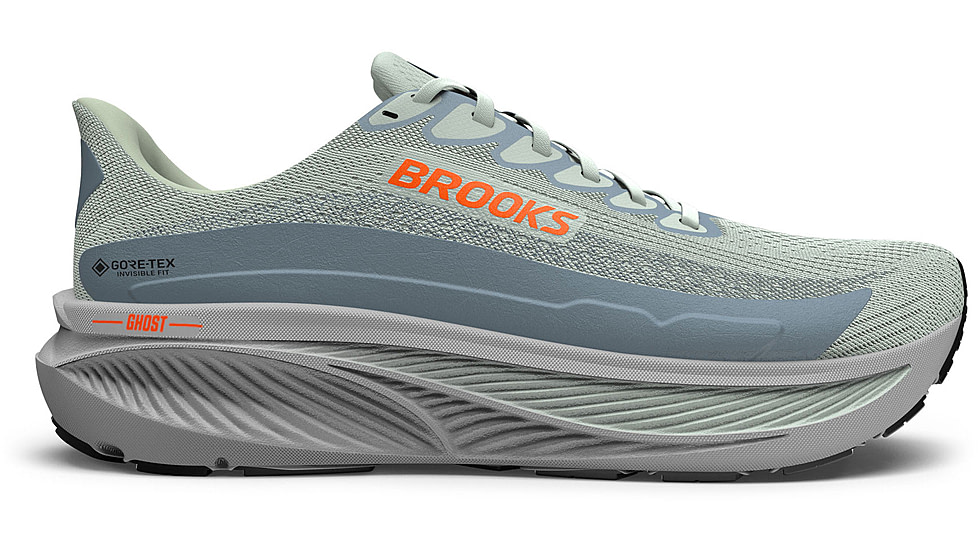 Brooks Ghost 17 GTX Road Running Shoes - Mens, Smoke/Primer Grey/Orange, 12, 1D, 1104621D022.120