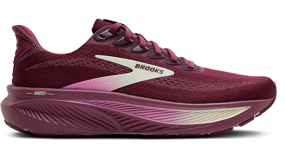 Brooks Ghost 17 Road Running Shoes - Womens, Burgundy/Pink/Green, 6.5, 1B, 1204311B581.065