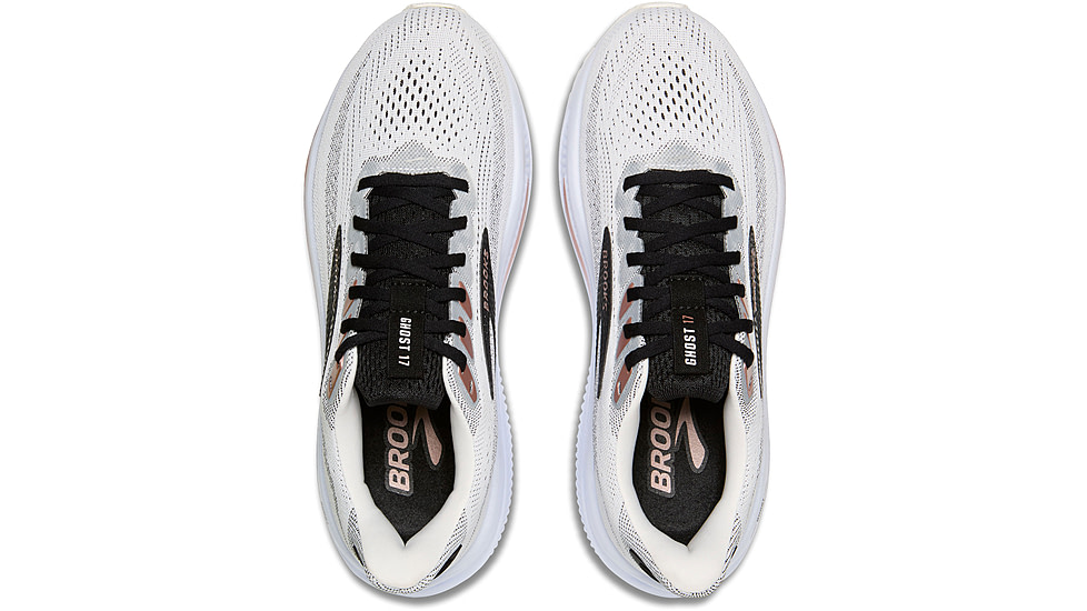 Brooks Ghost 17 Road Running Shoes - Womens, White/Black/Rose Gold, 9, 1B, 1204311B105.090