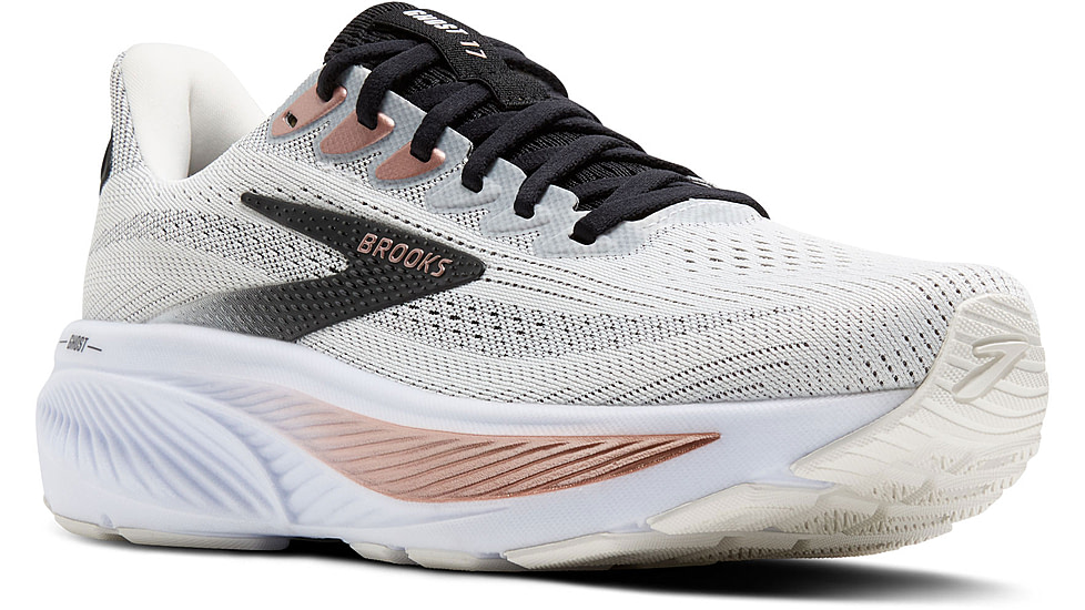Brooks Ghost 17 Road Running Shoes - Womens, White/Black/Rose Gold, 9, 1B, 1204311B105.090