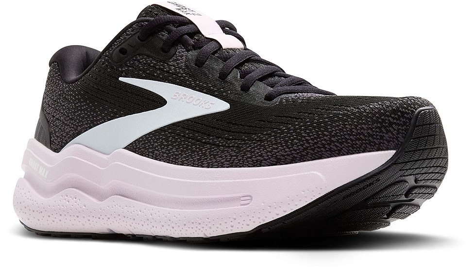 Brooks Ghost Max 2 Road Running Shoes - Womens, Black/White/Orchid Ice, 7.0 US/Medium, 1204201B077.070