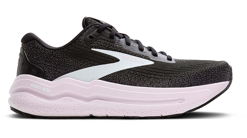 Brooks Ghost Max 2 Road Running Shoes - Womens, Black/White/Orchid Ice, 7.0 US/Medium, 1204201B077.070