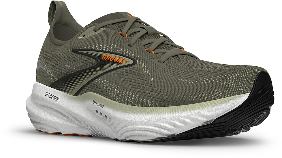 Brooks Glycerin 22 Road Running Shoes - Mens, Dusty Olive/Tea/Orange, 8.5, 1D, 1104451D347.085