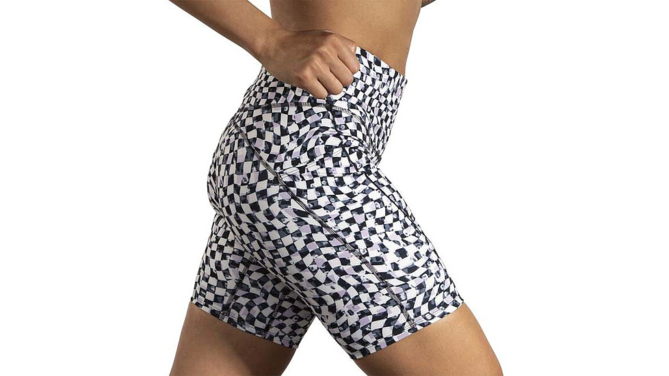 Brooks Spark 8 Short Tight - Womens, Speed Check B/W, Small, 221662004.025