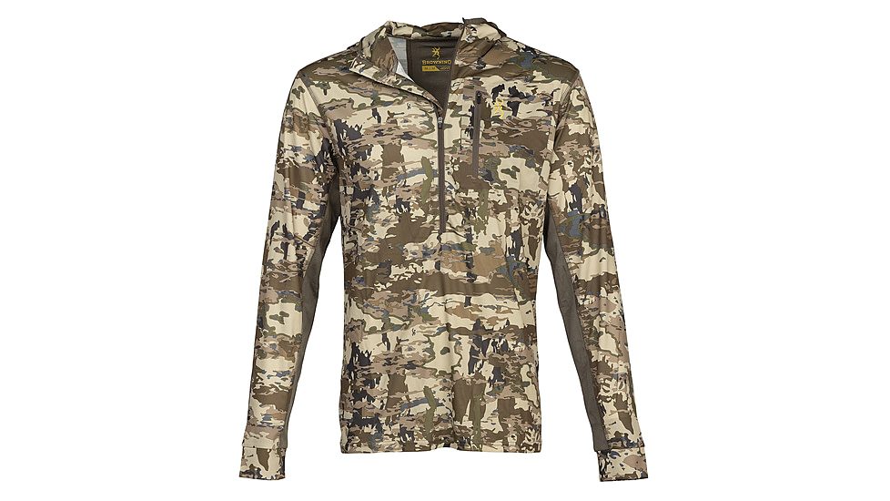 Browning Early Season Hooded 1/4 Zip LS Shirt - Men's, Medium, Auric Camo, 3010823502