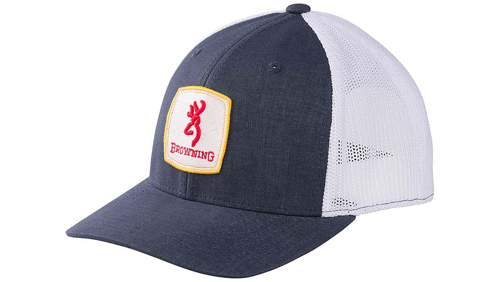 Browning Finn Mesh Snapback Square Patch Cap, Navy, One Size, 308797951
