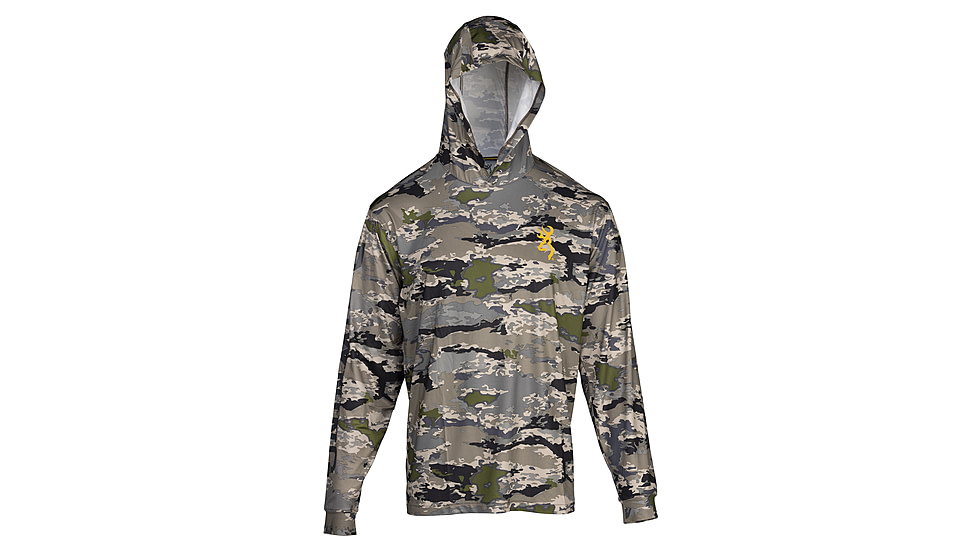 Browning Hooded Long Sleeve Sun Tech Shirt - Mens, 3XL, Ovix, 3010863406