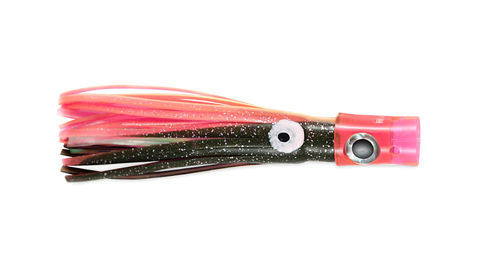 C&amp;H Lures Stubby Bubbler Trolling Lure, 5.5in, Black/Pink/Pearl Skirt, CH-SBB07