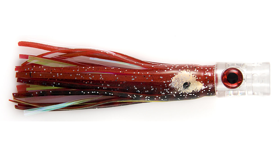 C&amp;H Lures Stubby Bubbler Trolling Lure, 5.5in, Black/Red/Pearl Skirt, CH-SBB10