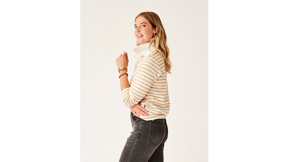Carve Designs Clara Fleece Pullover - Womens, Birch Even Stripe, Large, FLPO15-282-LG