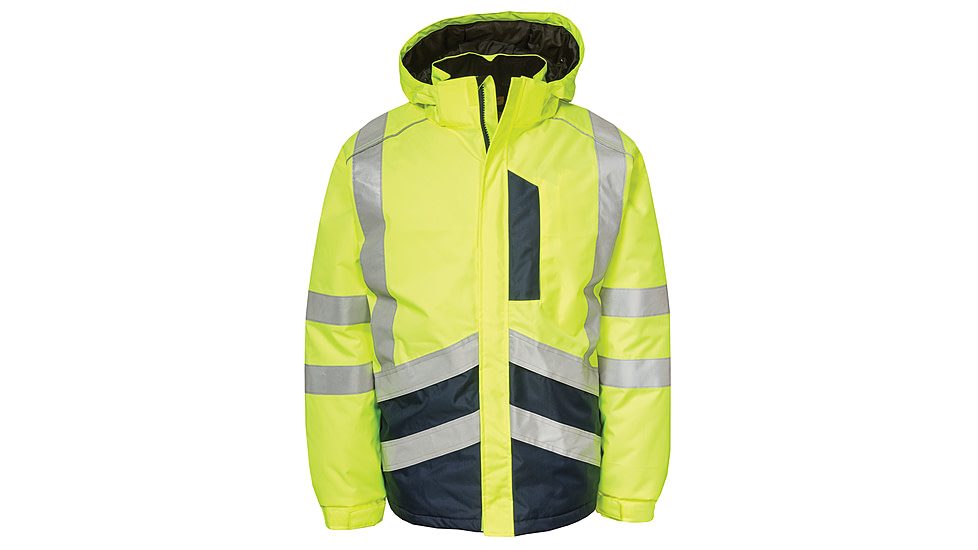 Caterpillar Hi-Vis Waterproof Jacket - Men's, HiVis Yellow/Navy, 2XL 1310051-65N-2XL