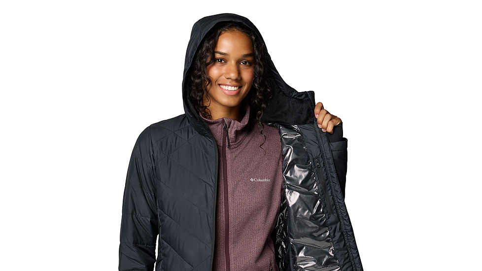 Columbia Heavenly Long Hooded Jacket - Womens, Black, L, 1738161-012-L