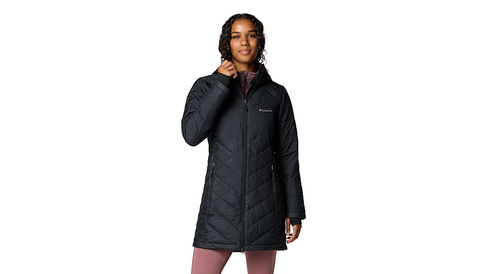 Columbia Heavenly Long Hooded Jacket - Womens, Black, L, 1738161-012-L