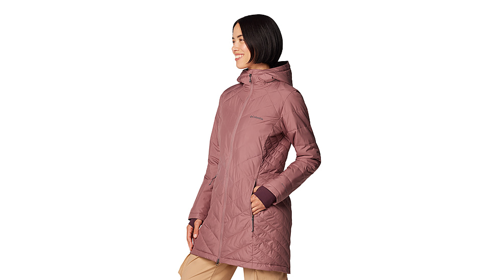 Columbia Heavenly Long Hooded Jacket - Womens, Fig, S, 1738161-609-S
