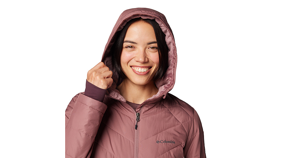 Columbia Heavenly Long Hooded Jacket - Womens, Fig, S, 1738161-609-S