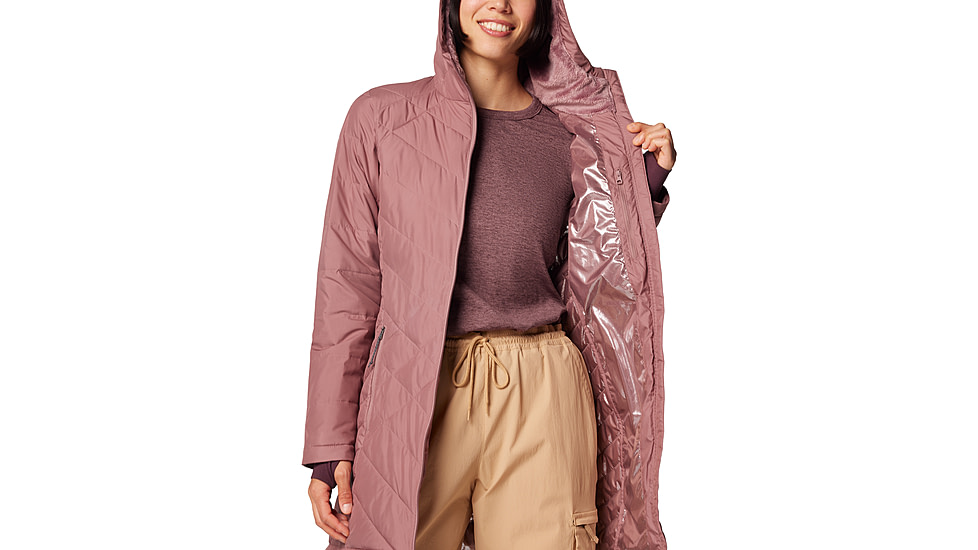 Columbia Heavenly Long Hooded Jacket - Womens, Fig, S, 1738161-609-S