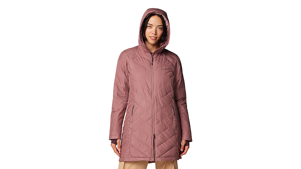 Columbia Heavenly Long Hooded Jacket - Womens, Fig, S, 1738161-609-S