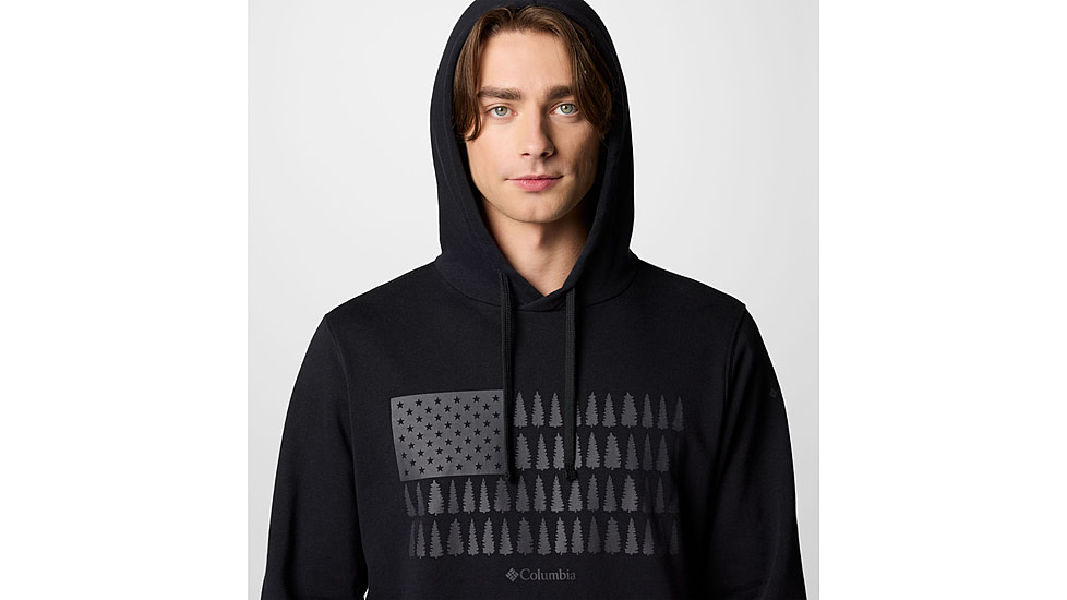 Columbia Trek Graphic Hoodie - Mens, Black/Treeline Flag Graphic, Large, 2018491014-L