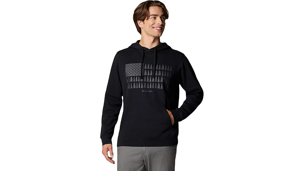 Columbia Trek Graphic Hoodie - Mens, Black/Treeline Flag Graphic, Large, 2018491014-L