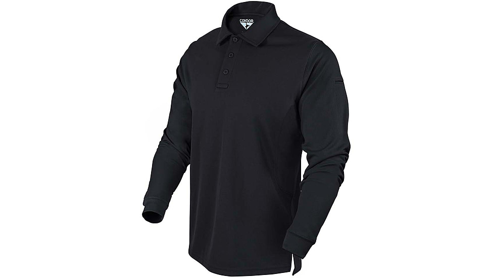 Condor Outdoor Performance Long Sleeve Polo, Black, M, 101120-002-M