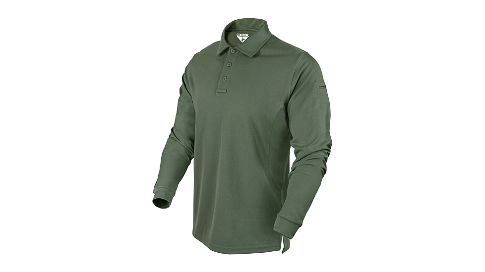 Condor Outdoor Performance Polo Long Sleeve, Small, Olive Drab, 101120-001-S