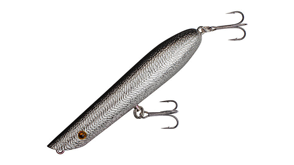 Cotton Cordell Pencil Popper Hard Bait, 4.5 in, 3/4 oz, Chrome Black Back, C6404