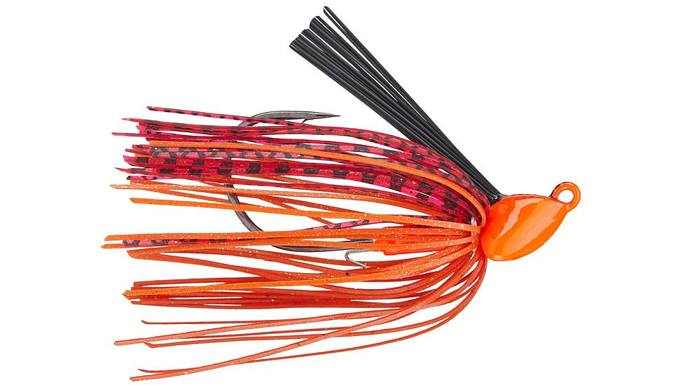 Daiwa Evergreen Grass Ripper Swim Jig, 1/4, 4 Hook, Fire Craw, GR-14-14