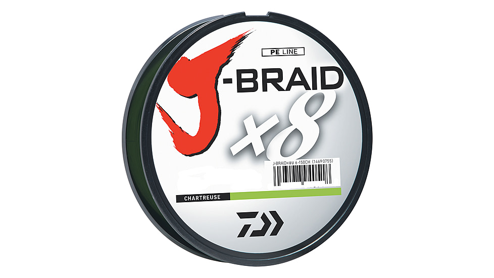 Daiwa J-Braid 8X Braided Line w/Filler Spool, 300yds, 80lb, Chartreuse, JB8U80-300CH