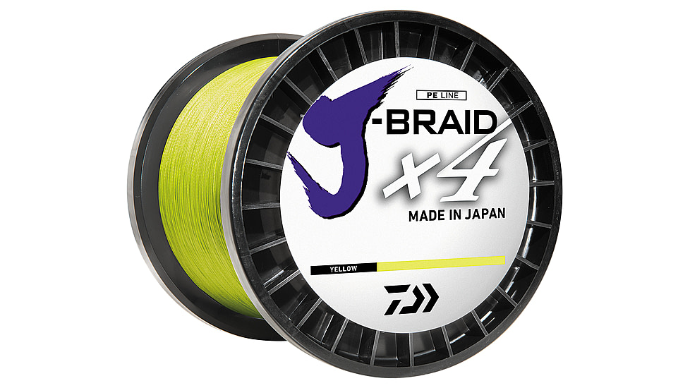 Daiwa J-Braid 4X Braided Line w/ Bulk Spool, 80lb, 3000yd, Fluorescent Yellow, JB4U80-3000FY