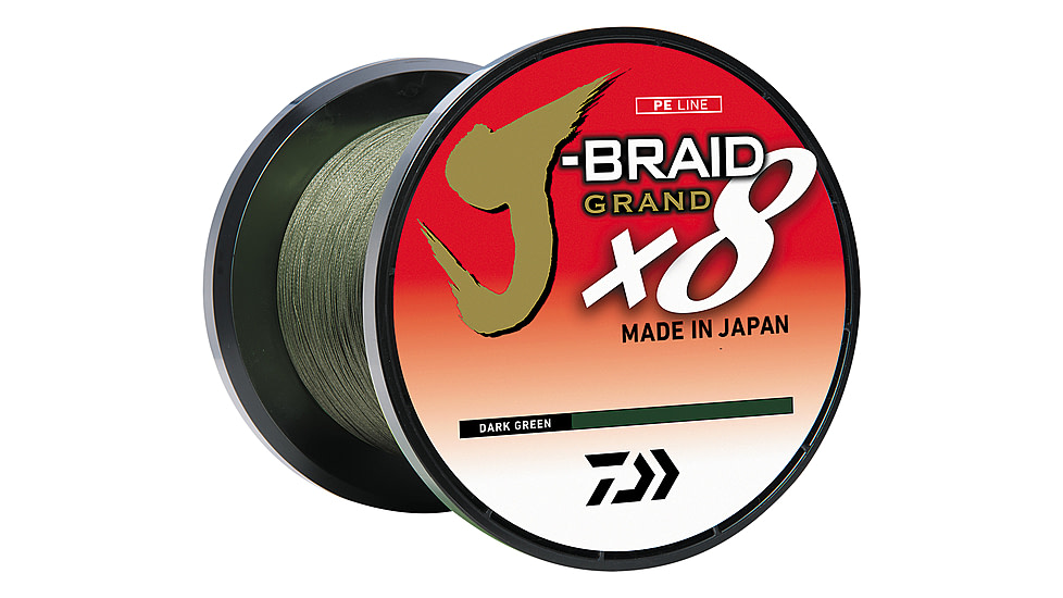 Daiwa J-Braid x8 Grand Braid Line w/Bulk Spool, 3000yds, 100lb, Dark Green, JBGD8U100-3000DG