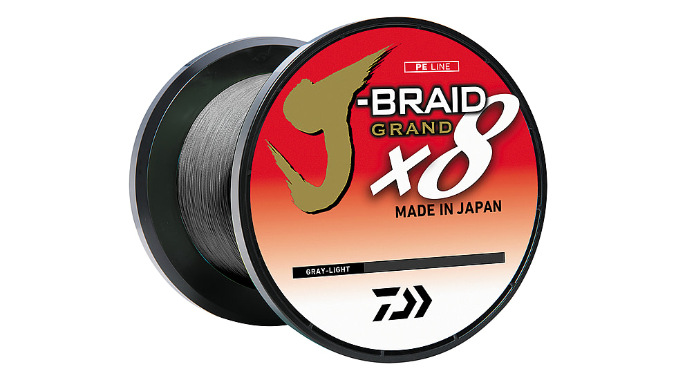 Daiwa J-Braid x8 Grand Braid Line w/Bulk Spool, 3000yds, 15lb, Gray Light, JBGD8U15-3000GL