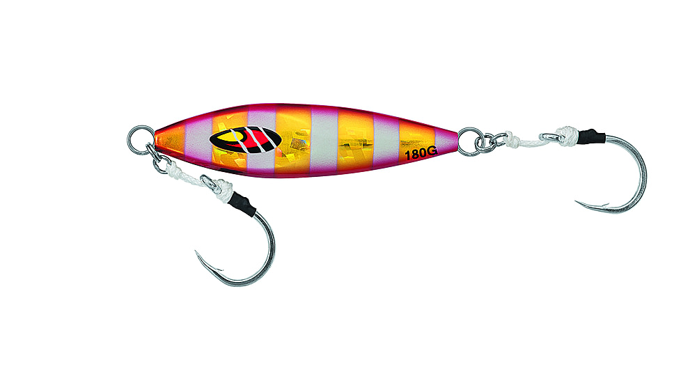 Daiwa Mr. Slow Metal Jig, 7 3/4oz, 5.2in, Zebra Red Gold, MRS220G14