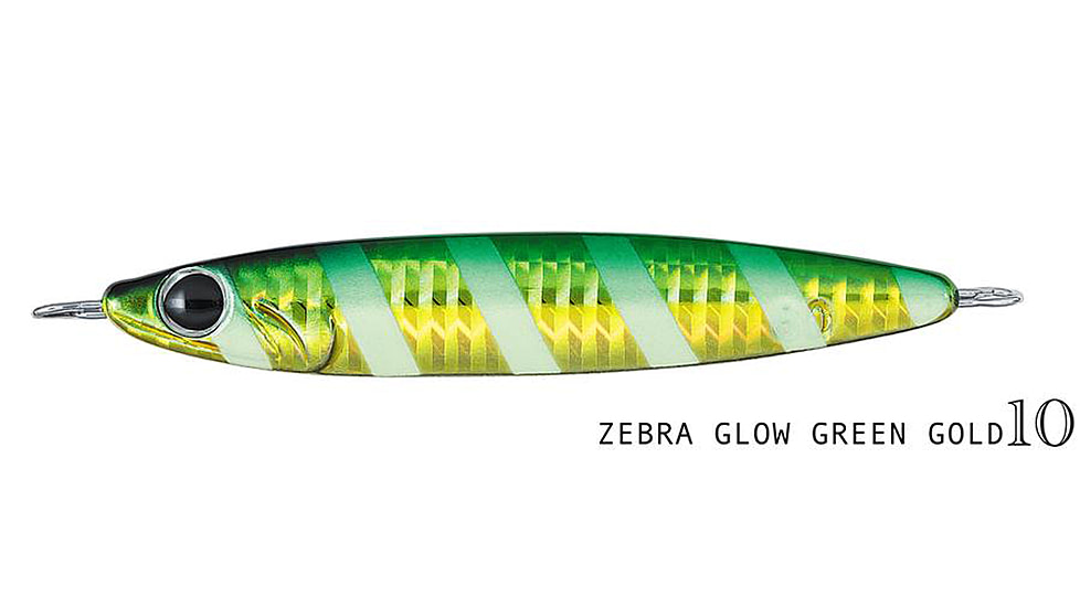 Daiwa Zakana Casting Jig, 2 6/7oz, 4.6in, Zebra Glow Green Gold, ZC80G10