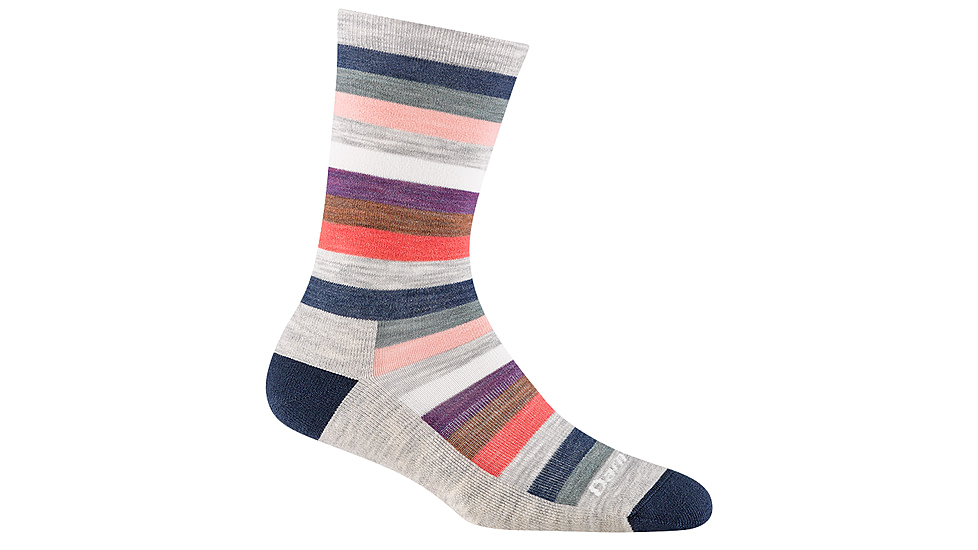 Darn Tough Mystic Stripe Crew Lightweight Socks w/Cushion - Womens, Ash, Medium, 1644-ASH-M-DARN