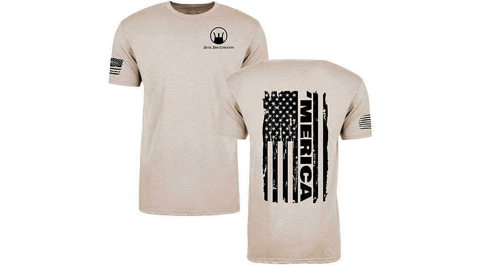 Devil Dog Concepts Black Merica Flag T-Shirt - Mens, Sand, Extra Large, DDCA-BMF-SDXL